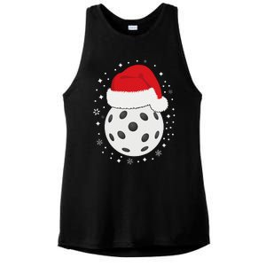 Christmas Pickleball Wearing A Santa Hat In Snow Ladies PosiCharge Tri-Blend Wicking Tank