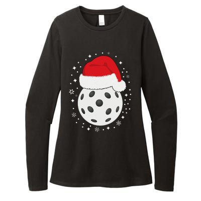 Christmas Pickleball Wearing A Santa Hat In Snow Womens CVC Long Sleeve Shirt