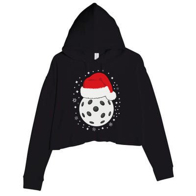 Christmas Pickleball Wearing A Santa Hat In Snow Crop Fleece Hoodie