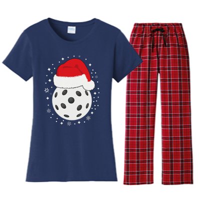 Christmas Pickleball Wearing A Santa Hat In Snow Women's Flannel Pajama Set