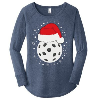 Christmas Pickleball Wearing A Santa Hat In Snow Women's Perfect Tri Tunic Long Sleeve Shirt