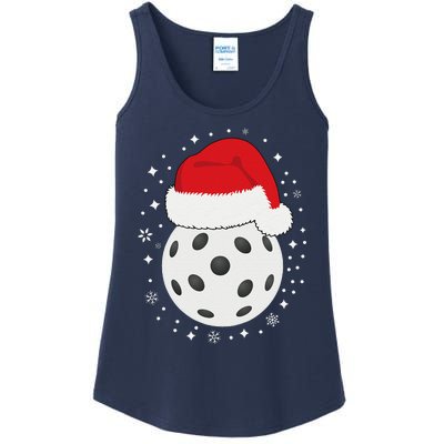 Christmas Pickleball Wearing A Santa Hat In Snow Ladies Essential Tank