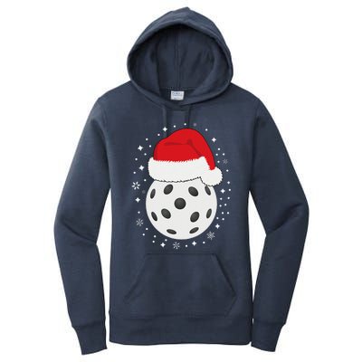 Christmas Pickleball Wearing A Santa Hat In Snow Women's Pullover Hoodie