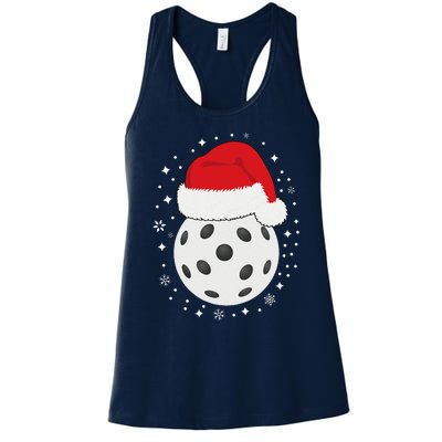 Christmas Pickleball Wearing A Santa Hat In Snow Women's Racerback Tank