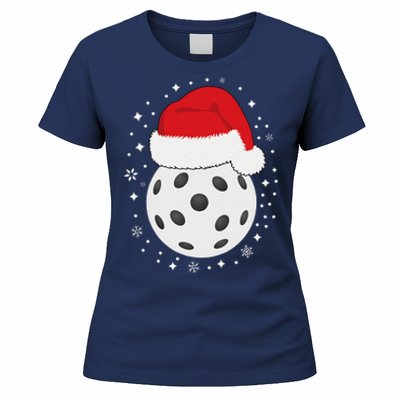 Christmas Pickleball Wearing A Santa Hat In Snow Women's T-Shirt