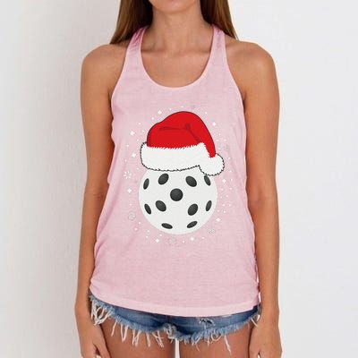 Christmas Pickleball Wearing A Santa Hat In Snow Women's Knotted Racerback Tank