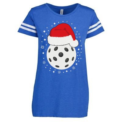 Christmas Pickleball Wearing A Santa Hat In Snow Enza Ladies Jersey Football T-Shirt