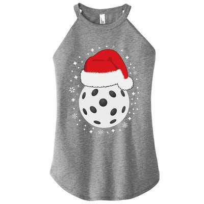 Christmas Pickleball Wearing A Santa Hat In Snow Women's Perfect Tri Rocker Tank