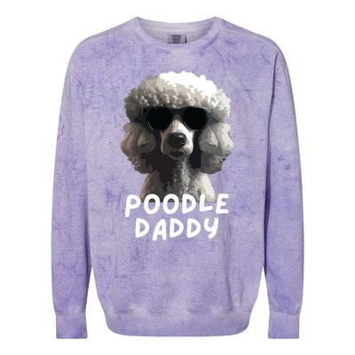 Cool Poodle Wearing Sunglasses Portrait Dad Poodle Daddy Colorblast Crewneck Sweatshirt