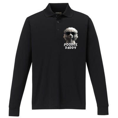 Cool Poodle Wearing Sunglasses Portrait Dad Poodle Daddy Performance Long Sleeve Polo