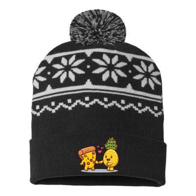 Cute Pizza With Pineapple USA-Made Snowflake Beanie