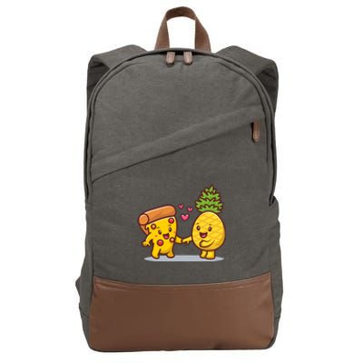 Cute Pizza With Pineapple Cotton Canvas Backpack