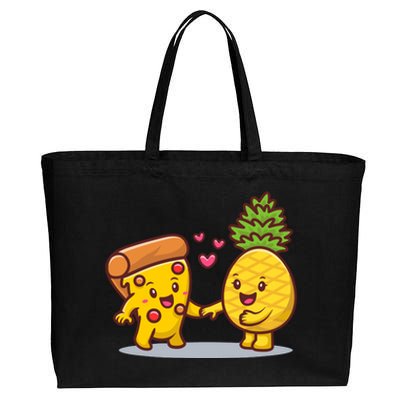 Cute Pizza With Pineapple Cotton Canvas Jumbo Tote