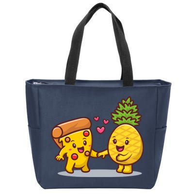 Cute Pizza With Pineapple Zip Tote Bag