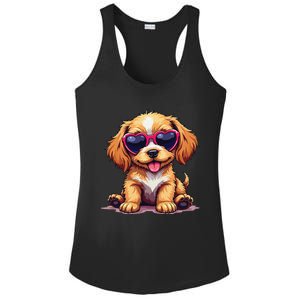 Cute Puppy Wearing Heart Sunglasses Adorable Dog Lover Ladies PosiCharge Competitor Racerback Tank