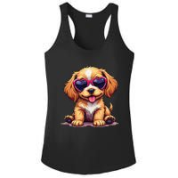 Cute Puppy Wearing Heart Sunglasses Adorable Dog Lover Ladies PosiCharge Competitor Racerback Tank