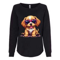 Cute Puppy Wearing Heart Sunglasses Adorable Dog Lover Womens California Wash Sweatshirt