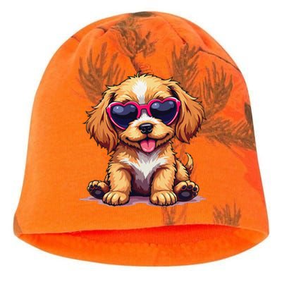 Cute Puppy Wearing Heart Sunglasses Adorable Dog Lover Kati - Camo Knit Beanie