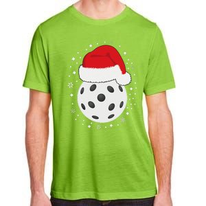 Christmas Pickleball Wearing A Santa Hat In Snow Adult ChromaSoft Performance T-Shirt