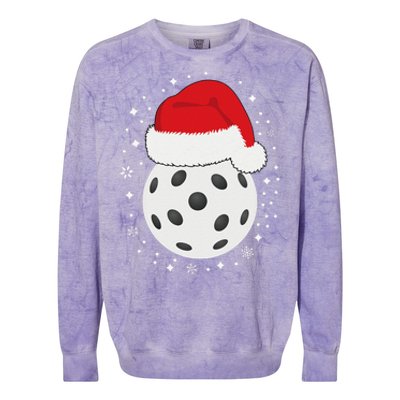 Christmas Pickleball Wearing A Santa Hat In Snow Colorblast Crewneck Sweatshirt