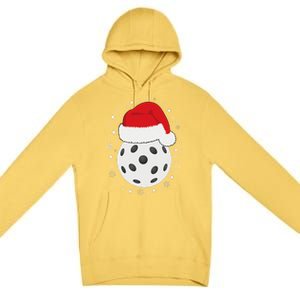 Christmas Pickleball Wearing A Santa Hat In Snow Premium Pullover Hoodie