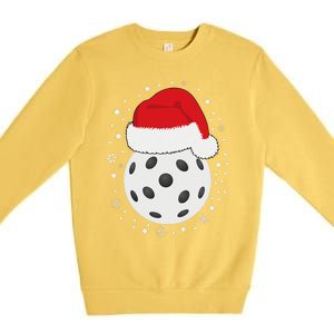 Christmas Pickleball Wearing A Santa Hat In Snow Premium Crewneck Sweatshirt