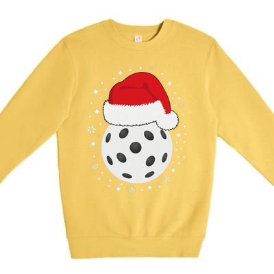 Christmas Pickleball Wearing A Santa Hat In Snow Premium Crewneck Sweatshirt