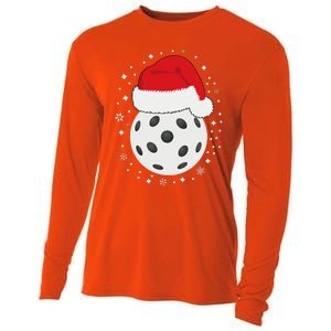 Christmas Pickleball Wearing A Santa Hat In Snow Cooling Performance Long Sleeve Crew