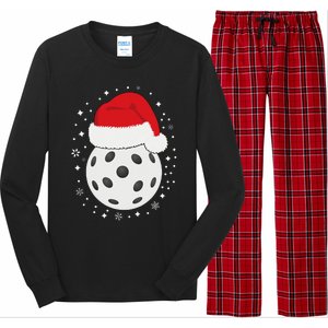 Christmas Pickleball Wearing A Santa Hat In Snow Long Sleeve Pajama Set