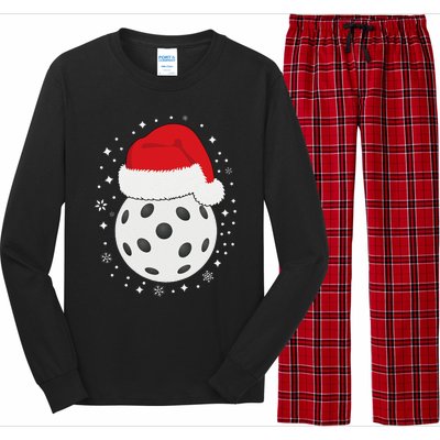 Christmas Pickleball Wearing A Santa Hat In Snow Long Sleeve Pajama Set