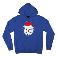 Christmas Pickleball Wearing A Santa Hat In Snow Hoodie