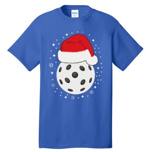 Christmas Pickleball Wearing A Santa Hat In Snow Tall T-Shirt