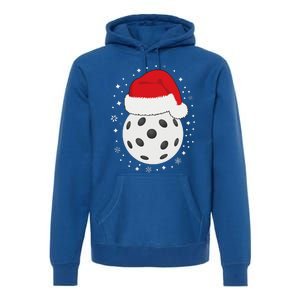 Christmas Pickleball Wearing A Santa Hat In Snow Premium Hoodie