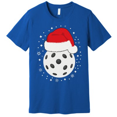 Christmas Pickleball Wearing A Santa Hat In Snow Premium T-Shirt