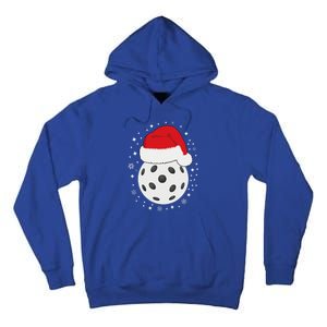 Christmas Pickleball Wearing A Santa Hat In Snow Tall Hoodie