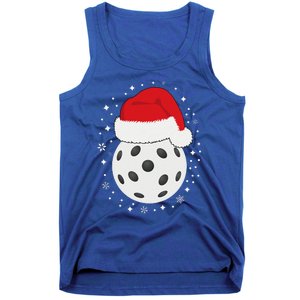 Christmas Pickleball Wearing A Santa Hat In Snow Tank Top