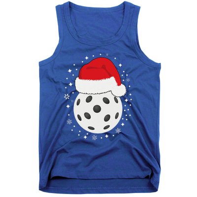 Christmas Pickleball Wearing A Santa Hat In Snow Tank Top