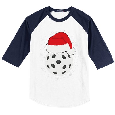 Christmas Pickleball Wearing A Santa Hat In Snow Baseball Sleeve Shirt