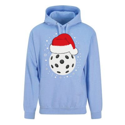 Christmas Pickleball Wearing A Santa Hat In Snow Unisex Surf Hoodie