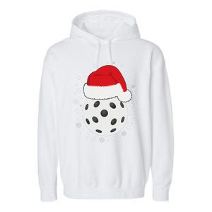 Christmas Pickleball Wearing A Santa Hat In Snow Garment-Dyed Fleece Hoodie