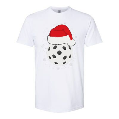 Christmas Pickleball Wearing A Santa Hat In Snow Softstyle CVC T-Shirt