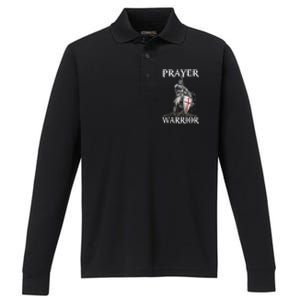 Christian Prayer Warrior Jesus Cross Religious Messages Performance Long Sleeve Polo