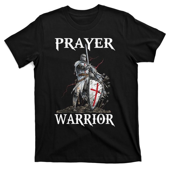 Christian Prayer Warrior Jesus Cross Religious Messages T-Shirt