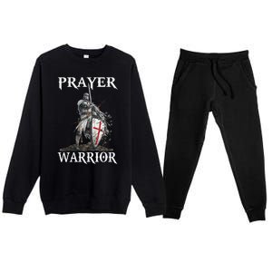 Christian Prayer Warrior Jesus Cross Religious Messages Premium Crewneck Sweatsuit Set