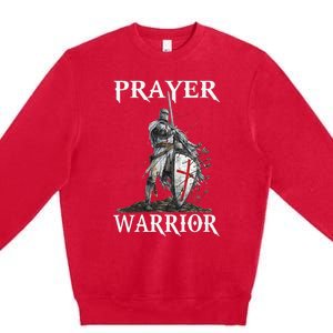 Christian Prayer Warrior Jesus Cross Religious Messages Premium Crewneck Sweatshirt