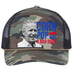 Corn Pop Was A Bad Dude Funny Joe Biden Retro Rope Trucker Hat Cap