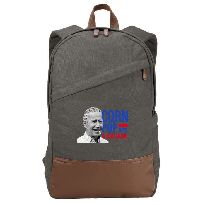Corn Pop Was A Bad Dude Funny Joe Biden Cotton Canvas Backpack