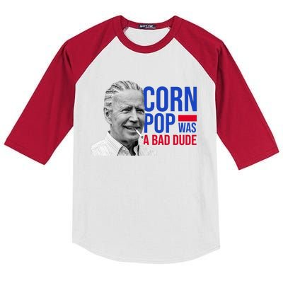 Corn Pop Was A Bad Dude Funny Joe Biden Kids Colorblock Raglan Jersey