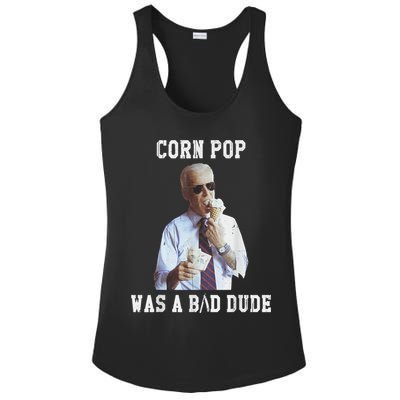 Corn Pop Was A Bad Dude Joe Biden Funny Political Meme Ladies PosiCharge Competitor Racerback Tank