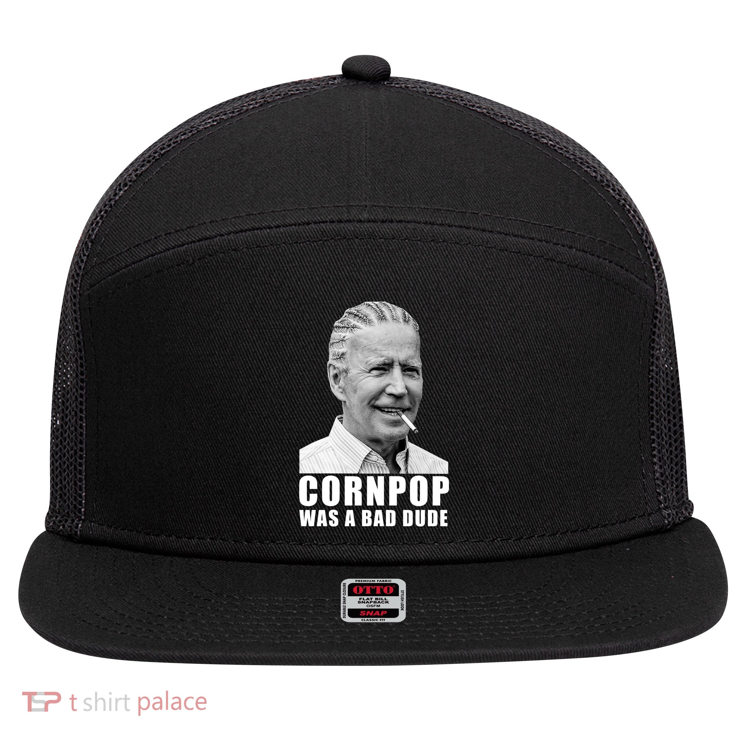 Corn Pop Was A Bade Due Funny Joe Biden Vintage 7 Panel Mesh Trucker Snapback Hat